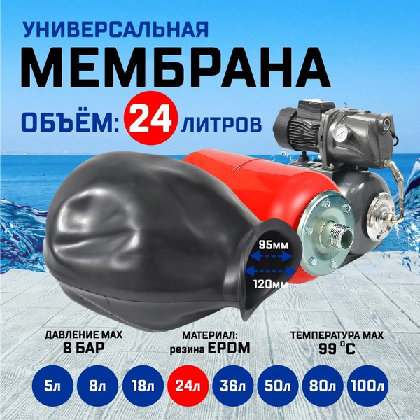 Мембрана для гидроаккумуляторов и расширительного бака 24л черная ...
