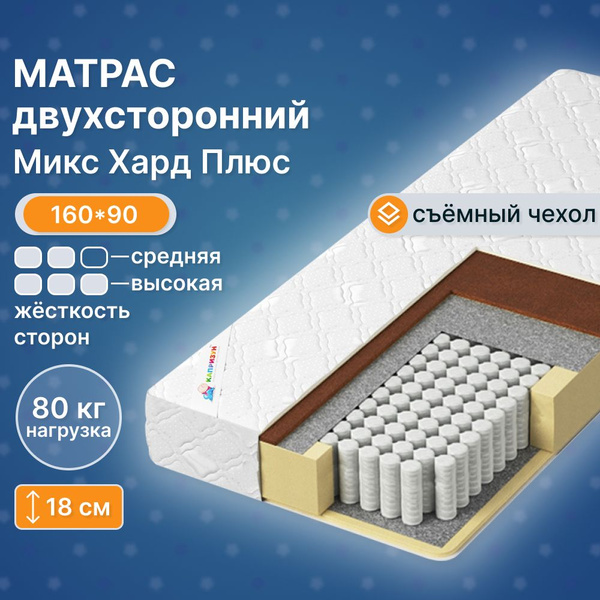 Матрас Капризун Микс Хард плюс_160, Независимые пружины, 90 - купить по ...