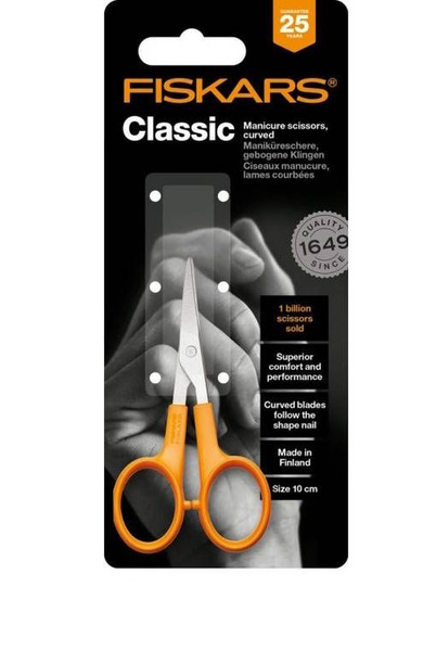 Ножницы маникюрные изогнутые Fiskars "Classic" Фискарс 10 см, Финляндия ...