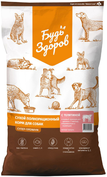 Корм Будь Здоров (мелкая гранула) для щенков, беременных и кормящих сук ...