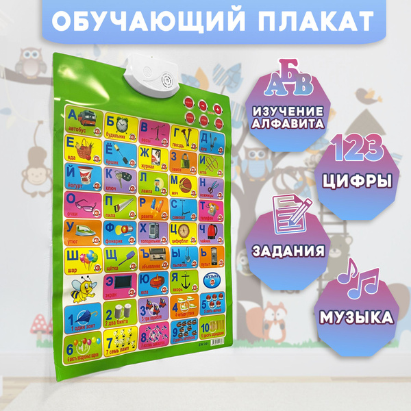 Плакат электронный интерактивный Говорящая азбука Обучающая игра ...