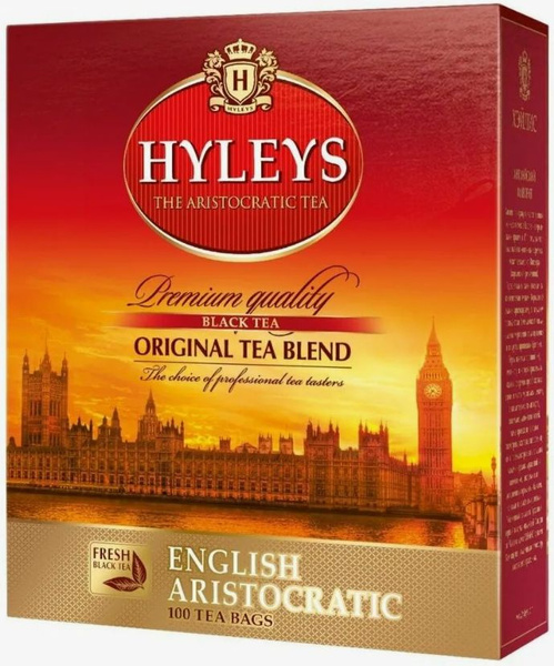 Чай черный HYLEYS Английский аристократический в пакетиках, 100 пак ...