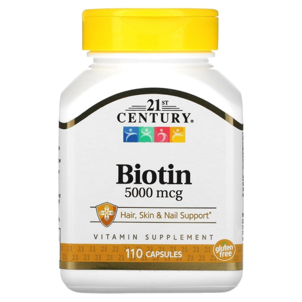 Биотин,Витамин В7, 21st Century Biotin 5000 mcg 110 капсул купить на ...