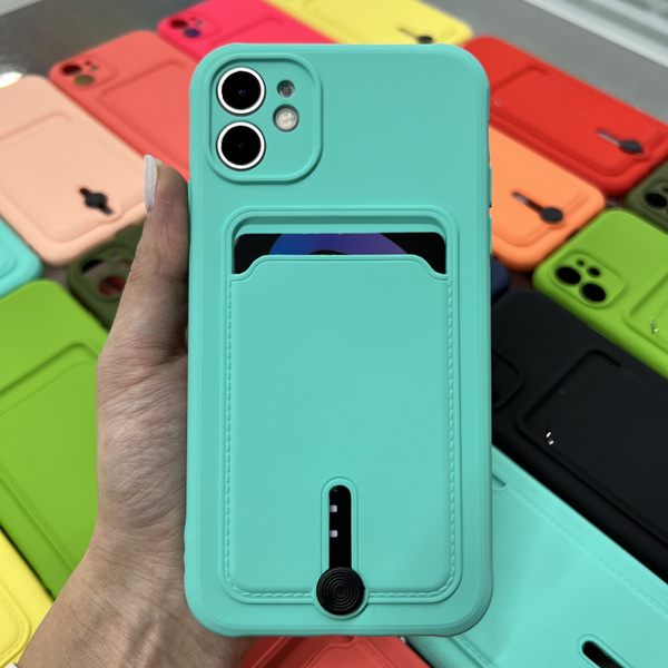 Чехол на iPhone 11 бирюзовый с карманом. - купить с доставкой по ...