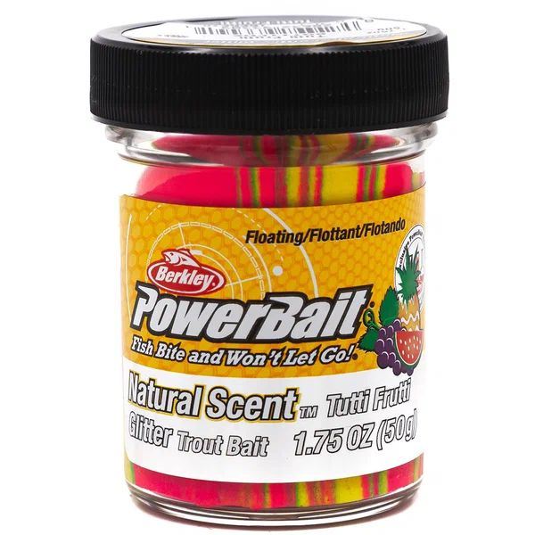 Berkley PowerBait Troutdough - Pâte à Truite Fruits Orange Soda - 50 G - Avec Paillettes Et Formule PowerBait