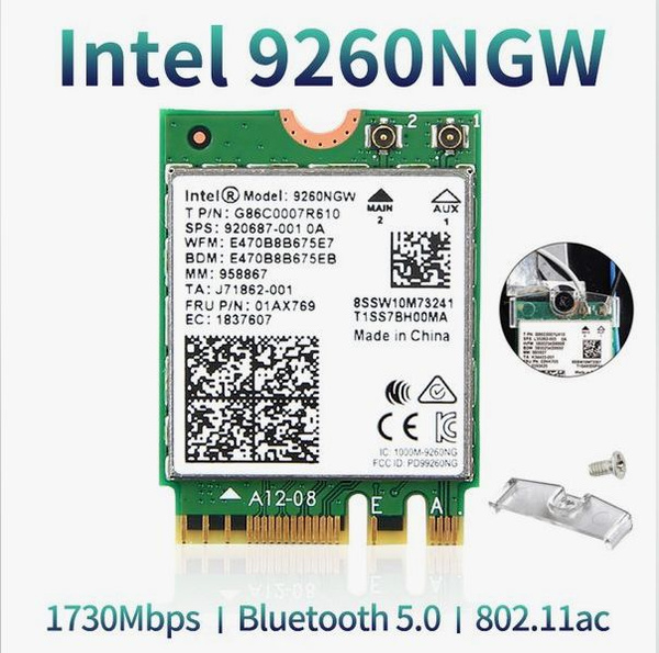 Intel Wi-Fi-адаптер Bluetooth+Wi-Fi адаптер 9260NGW.AC, зеленый ...