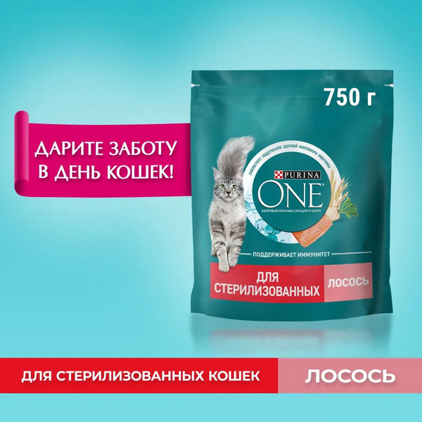 Корм сухой 750 грамм с нежным диетическим лососем и пшеницей для ...
