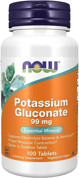 Калий глюконат NOW Potassium Gluconate 99 мг 100 таблеток - купить с ...