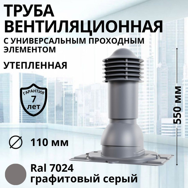 Труба вентиляционная утепленная Viotto d 110 мм с универсальным ...