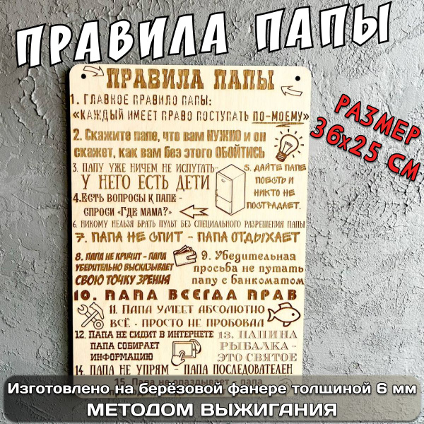 Подарок мужчине "Правила ПАПЫ" - купить по выгодным ценам в интернет ...