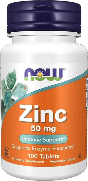 NOW Цинк Глюконат, Zinc Gluconate 50 мг 100 таблеток, Для иммунитета ...