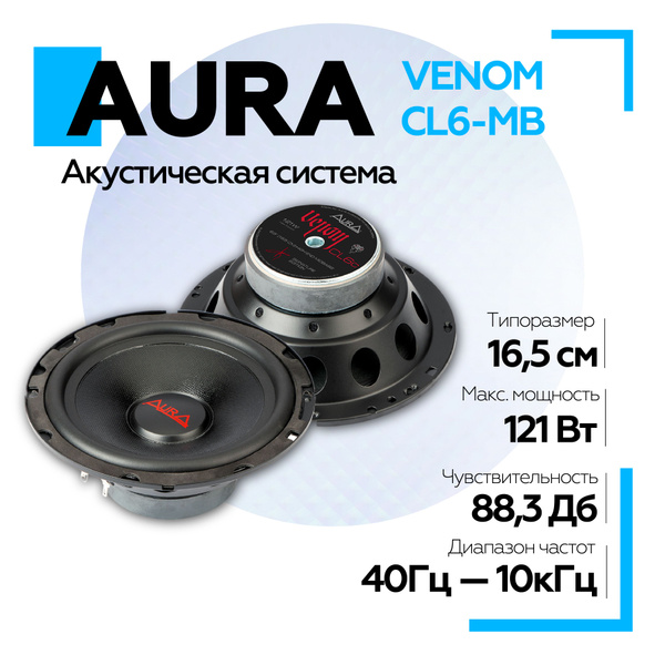 Акустическая система Aura VENOM-CL6-MB СЧ-драйвер 6,5" (16,5 см)/ SQ ...