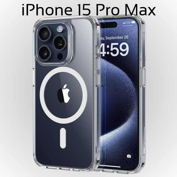Чехол MagSafe на Apple iPhone 15 Pro Max прозрачный, противоударный, с ...