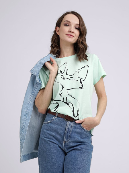 Футболка CLEVER WEAR, размер 48, цвет светло-зеленый, 100% хлопок ...