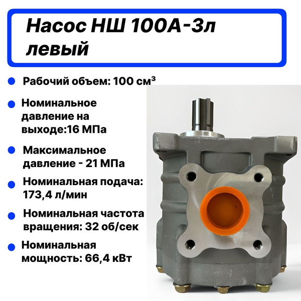 Насос шестренный НШ-100А-3л левый - купить с доставкой по выгодным ...