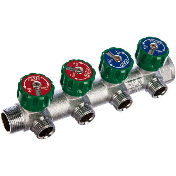 Коллектор FAR 3/4"x1/2" на 4 выхода плоское уплотнение - купить в ...