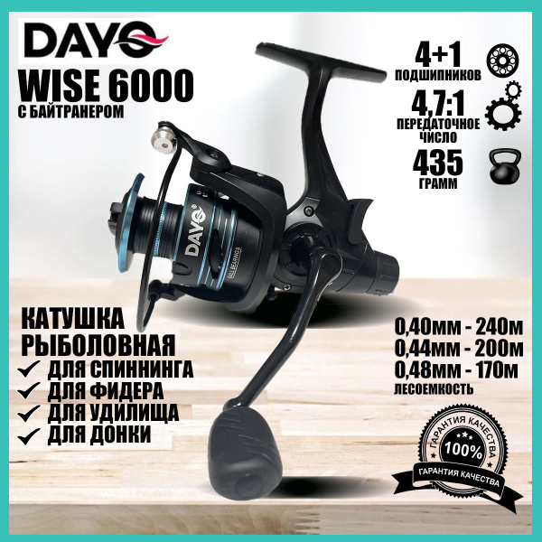 Характеристики Катушка DAYO WISE 6000, 4+1 подшипников, с байтранером ...