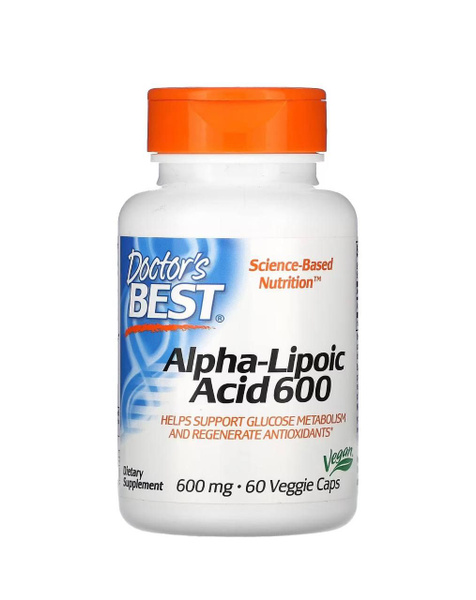 Doctor's Best, альфа-липоевая кислота 600, 600 мг, 60 вегетарианских ...