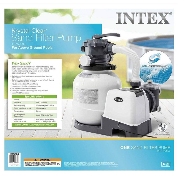 Характеристики песочный фильтр для бассейна,INTEX 26646 2100 GPH Фильтр ...