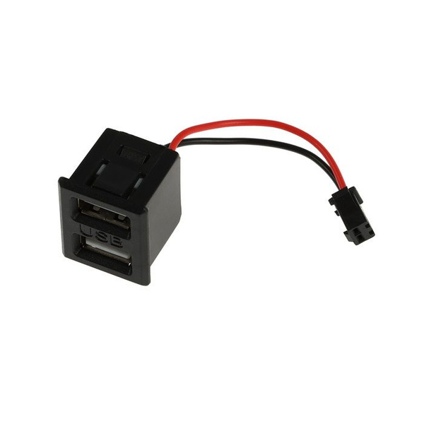 Разъем USB автомобильный Cartage 2 порта, с проводом 10 см, 2 pin, 2,1 ...