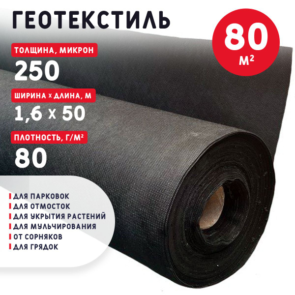 Геотекстиль 250 микрон (80 м2) 80 г/м2 - купить с доставкой по выгодным ...