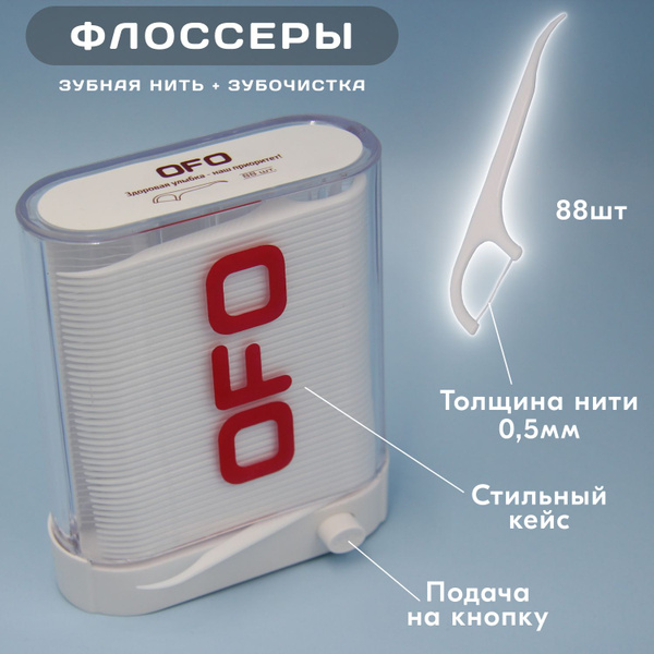 Зубная нить / флоссеры / зубочистки с нитью, 88 штук в гигиеническом ...