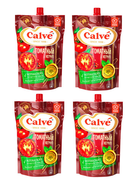 Кетчуп томатный Calve, 4 уп по 350 г - купить с доставкой по выгодным ...