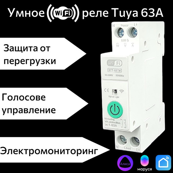 Автоматический wifi выключатель для умного дома 63A (умное реле) на дин ...