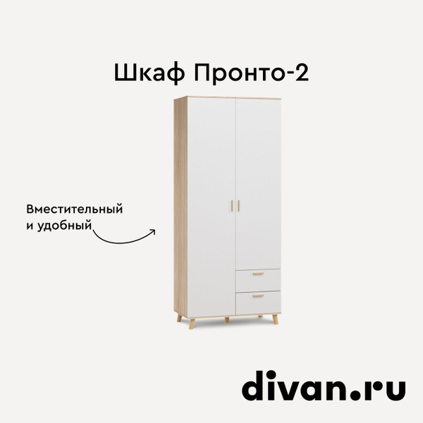 Шкаф распашной divan.ru Распашной шкаф Пронто-2-100-220, 100x50x220 см ...