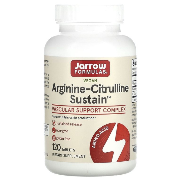 Jarrow Formulas Arginine-Citrulline Sustain, аргинин и цитруллин,120 ...