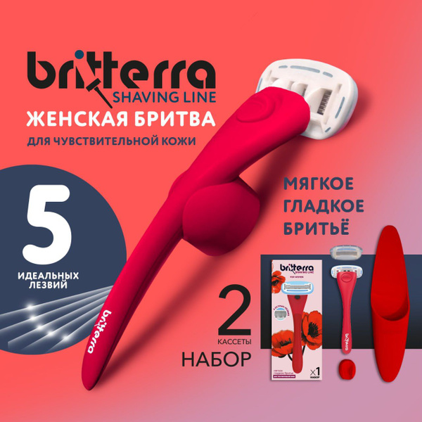 Бритва женская FOR WOMEN RED SET, Набор: Станок с 5 лезвий, запасная ...