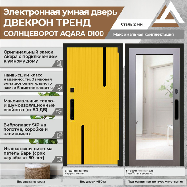 Электронная входная дверь Двекрон Тренд Солнце с умным замком Акара ...