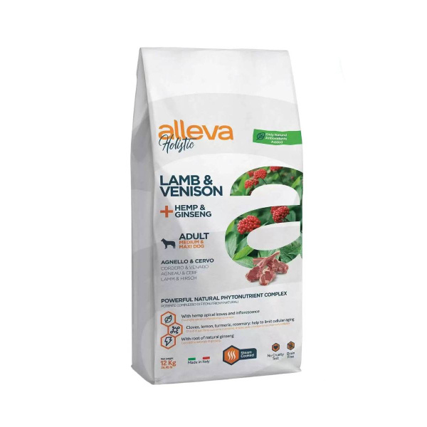 ALLEVA HOLISTIC Корм для взрослых собак с ягненком и олениной. Медиум ...