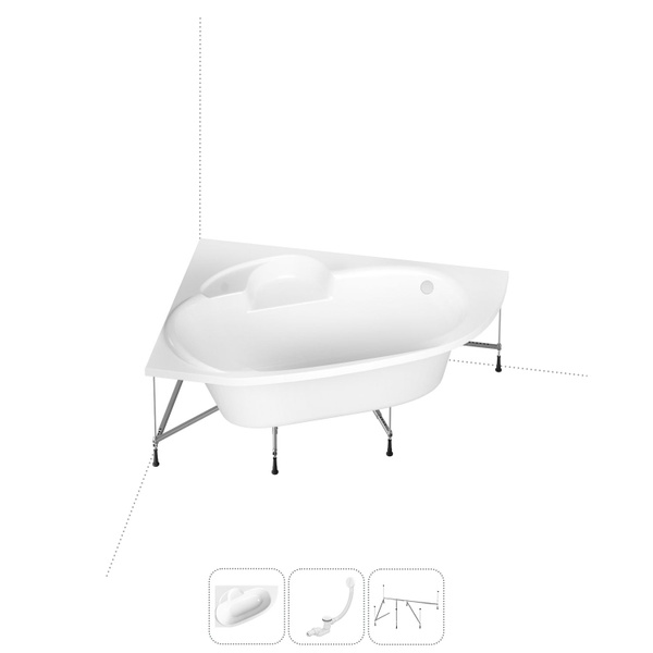 Угловая ванна акриловая 140 x 95 с каркасом Lavinia Boho Bell Pro ...