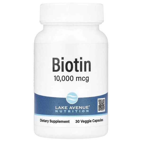 Lake Avenue Nutrition, Биотин, 10 000 мкг, 30 растительных капсул ...