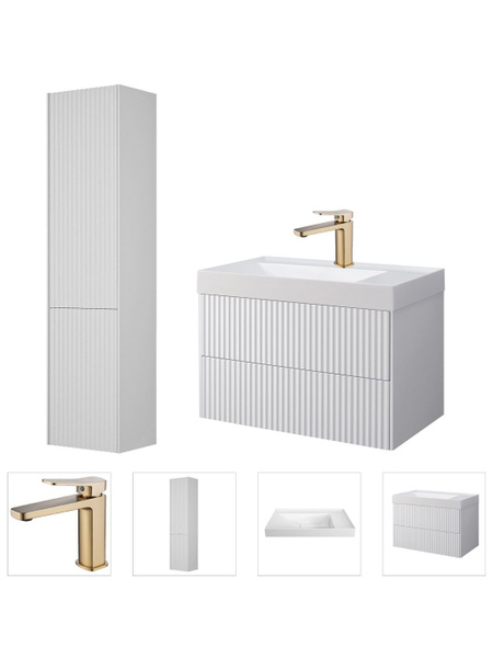 Тумба с раковиной Премиум Набор 5 в 1 Belux Сиртаки НП85-02 белый ...