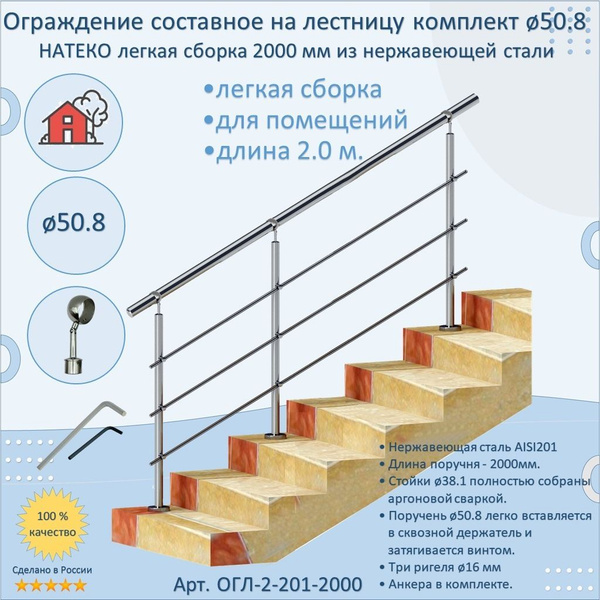 Готовый Комплект 2 м. Ограждение НАТЕКО ЛЕГКАЯ СБОРКА составное из ...