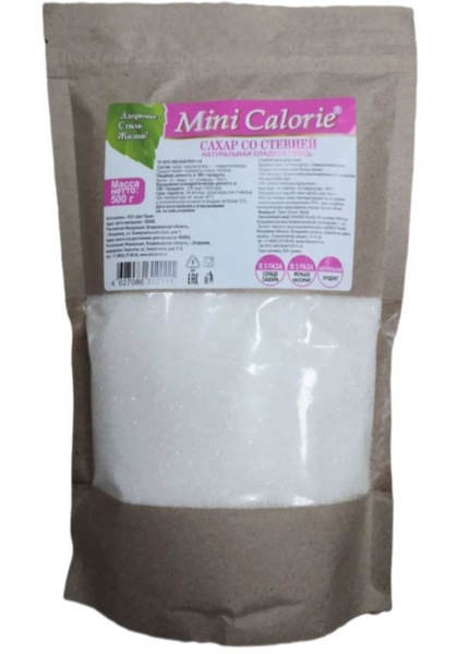Mini Calorie Сахар со стевией, натуральная сладкая смесь, 500 г Удалить ...