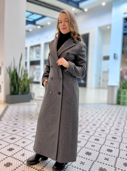 Пальто Женский Декоративные пуговицы, Пояс/ремень графит английский ...