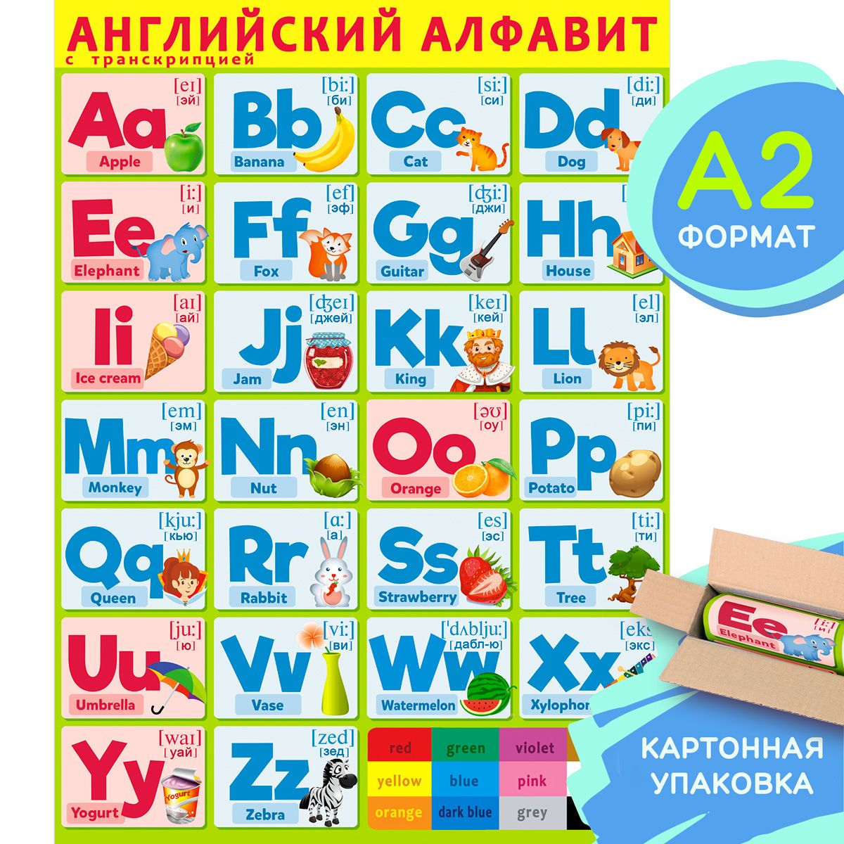 Плакат обучающий английский алфавит с транскрипцией - купить с доставкой по  выгодным ценам в интернет-магазине OZON (1069691181)