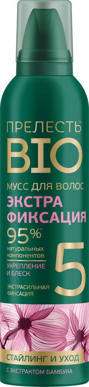 Мусс для укладки волос Прелесть Био экстрафиксация с экстрактом бамбука