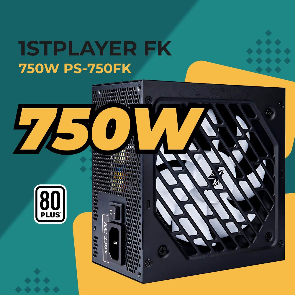 БлокпитаниядляПК1STPLAYERFK750W/ATX2.4,APFC,120mmfan