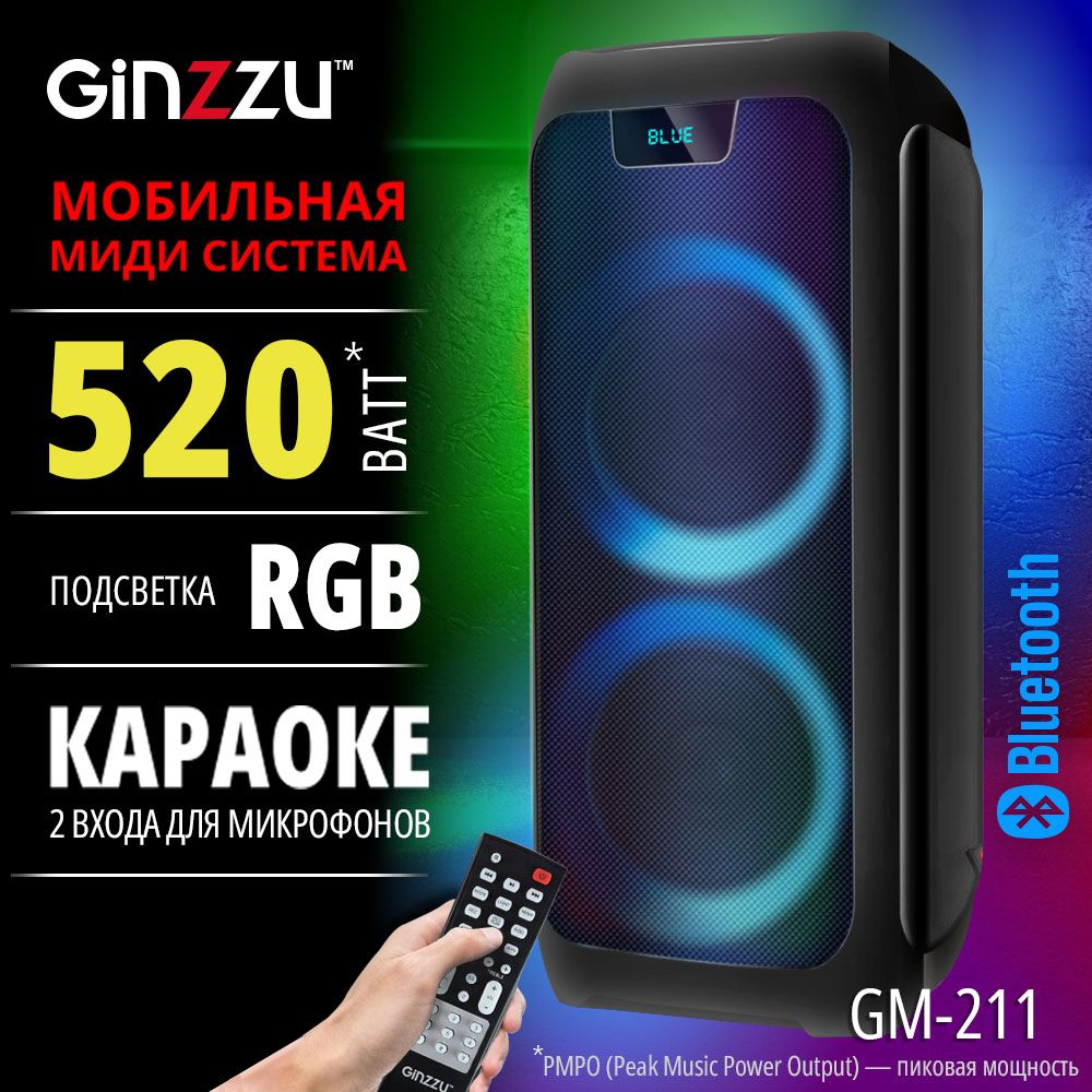 Беспроводная акустика Ginzzu GM-211, черный - купить по низким ценам в  интернет-магазине OZON (212985002)