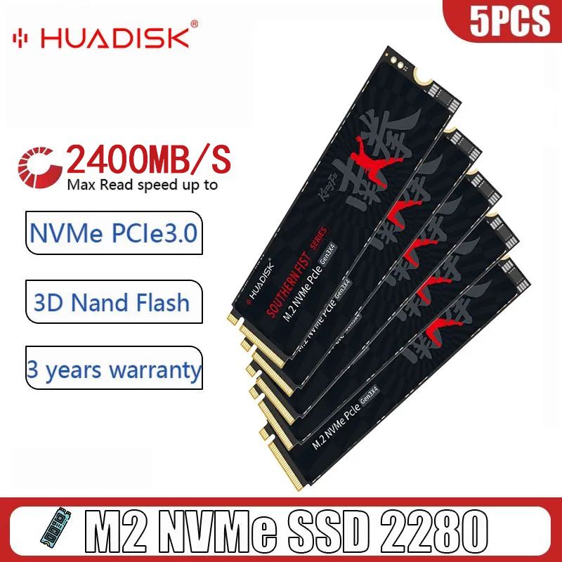 HUADISK512ГБВнутреннийSSD-диск5PCSHDSSDнакопительM.22280PCIe3.0НастольныйноутбукВнутреннийтвердотельныйнакопитель(5PCSHYV512X3(RY))