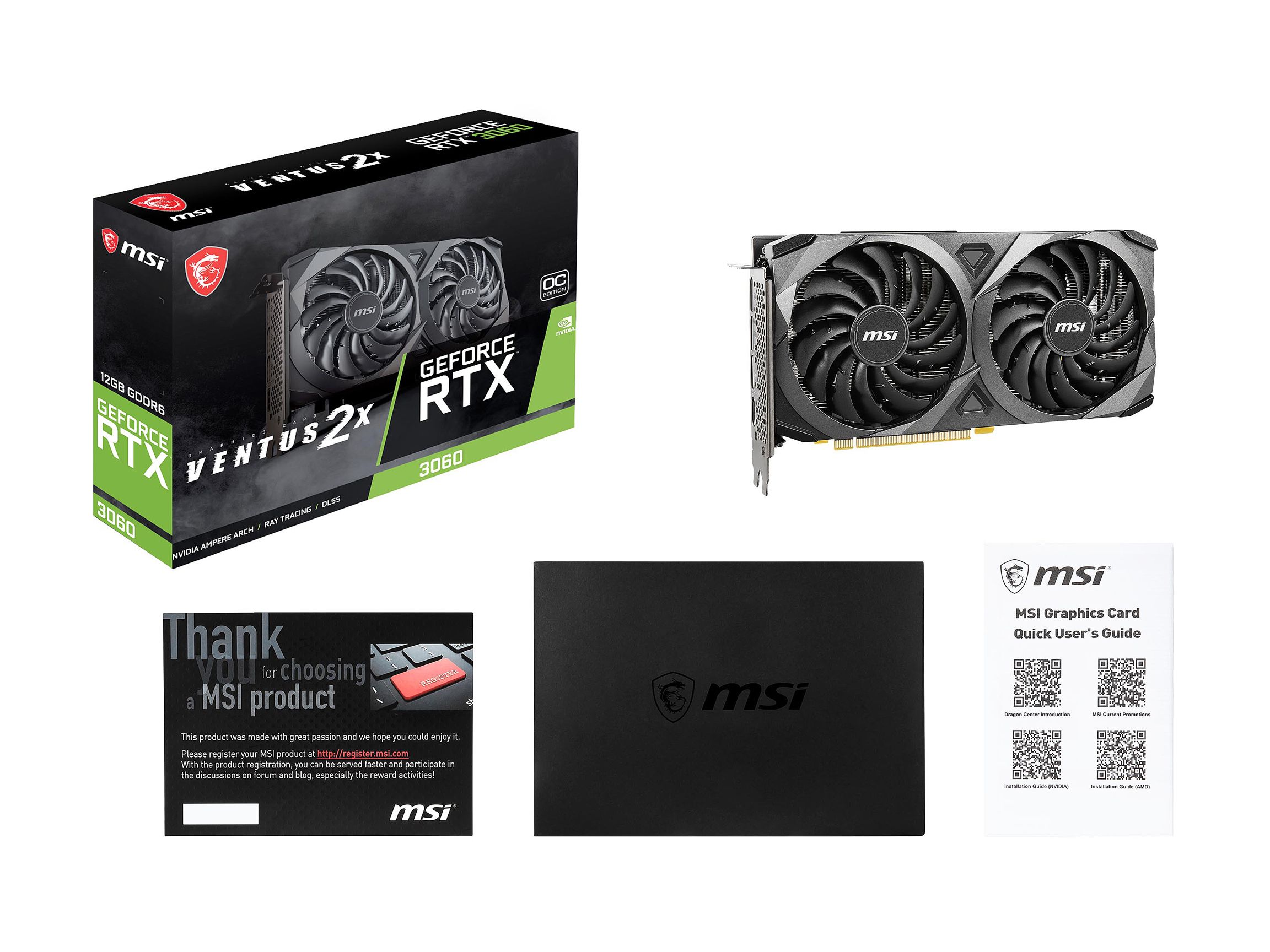 MSI Видеокарта GeForce RTX 3060 Видеокарта MSI Ventus GeForce RTX 3060 12  ГБ (RTX 3060 Ventus 2X 12G OC)