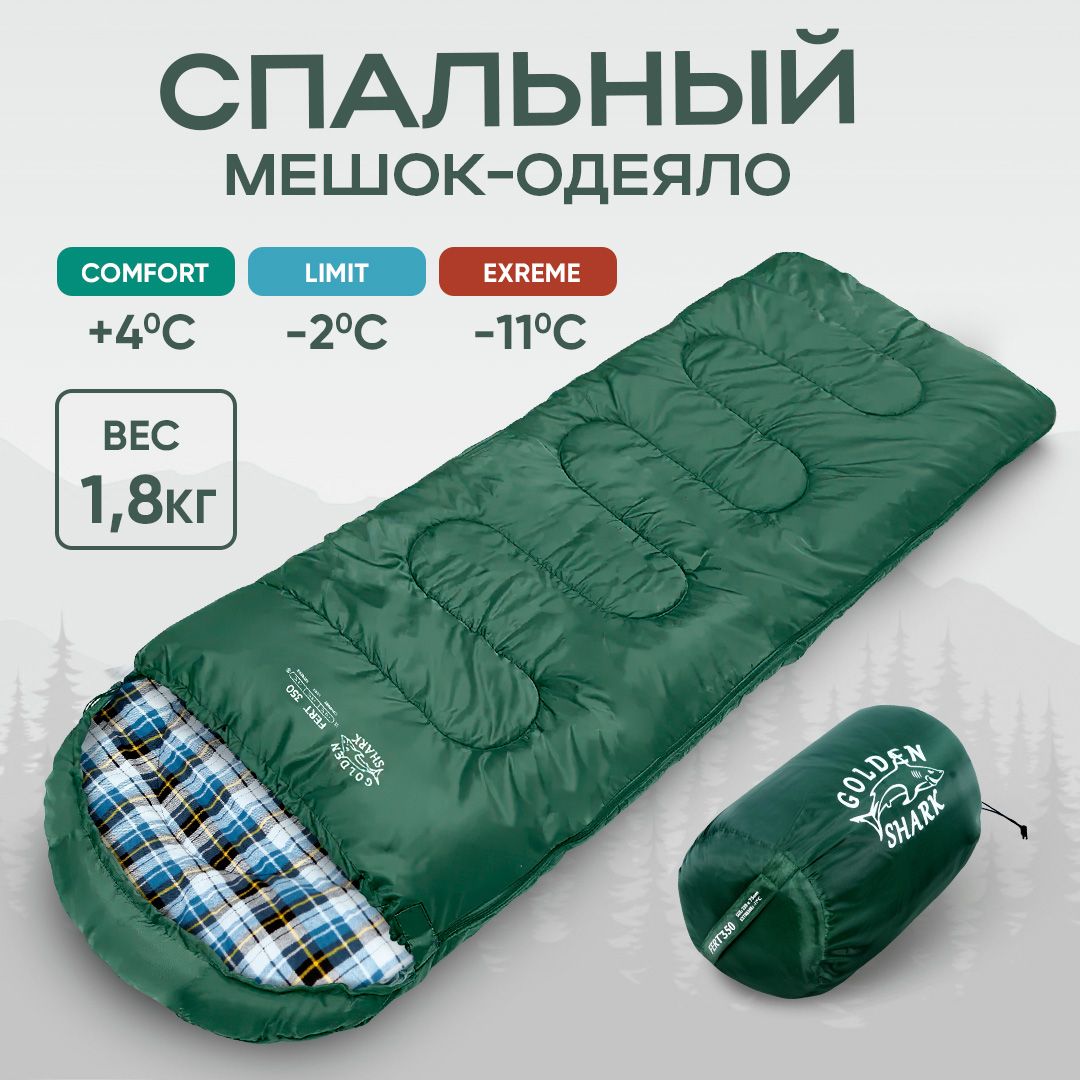 Спальный мешок туристический Golden Shark FERT 350 Flanel, левая молния