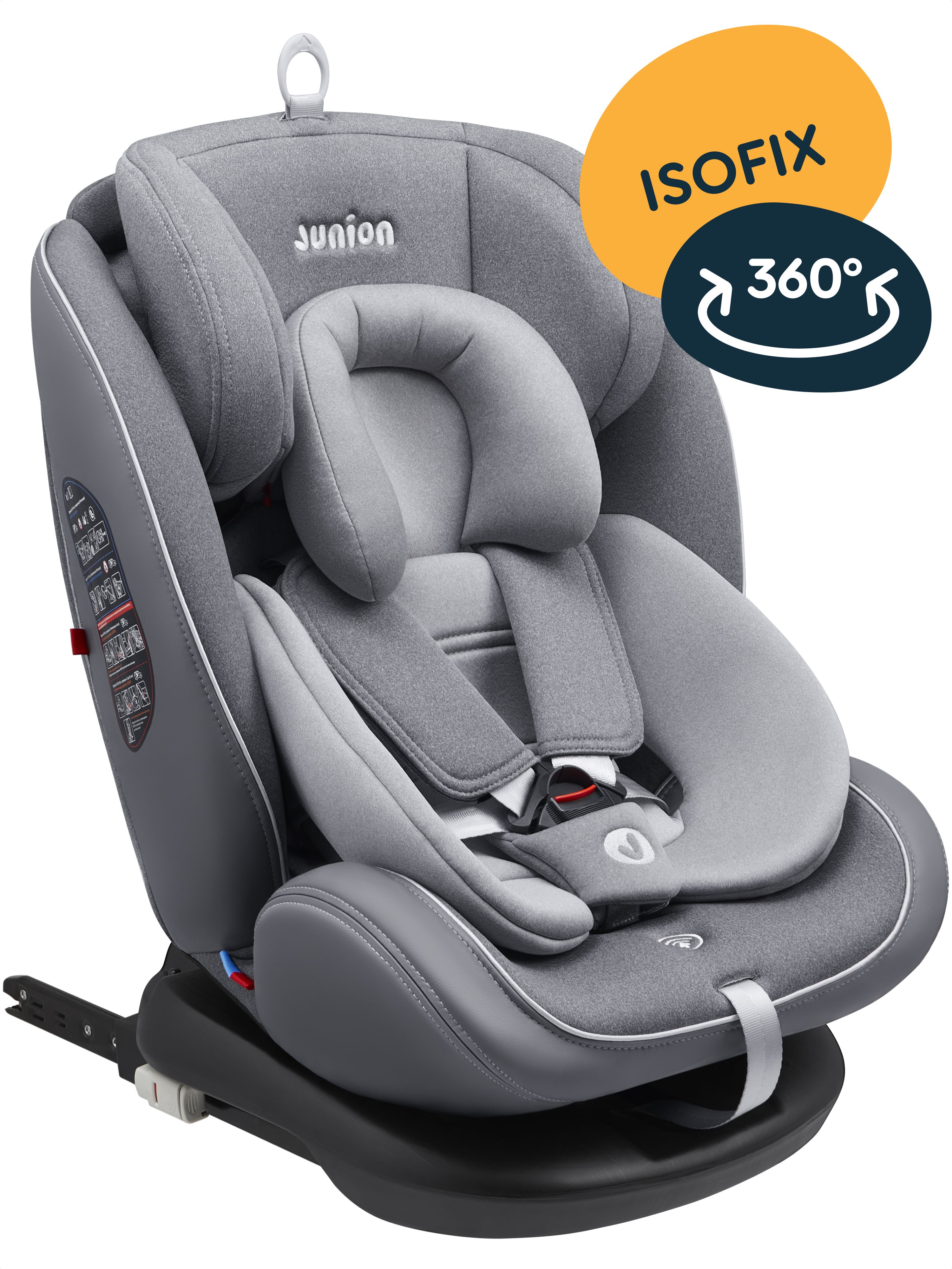 Автокресло JUNION Odri группа 0+/1/2/3 (0-36 кг), 360, Isofix, серое