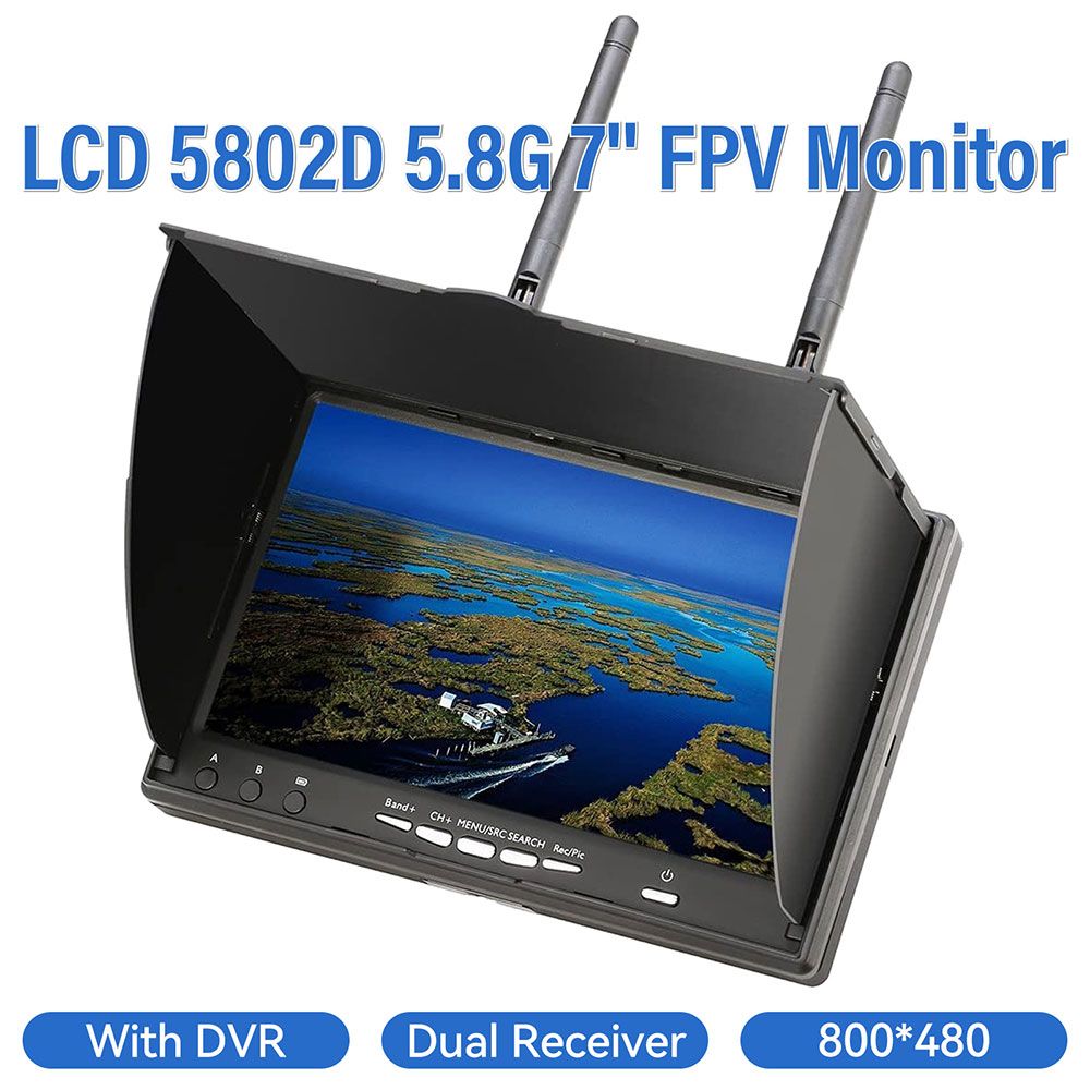 LCD5802DFPV-мониторсDVR5.8G40CH7-дюймовыйЖК-монитор800x480ПриемниксдвойнымразнесениемдляFPV