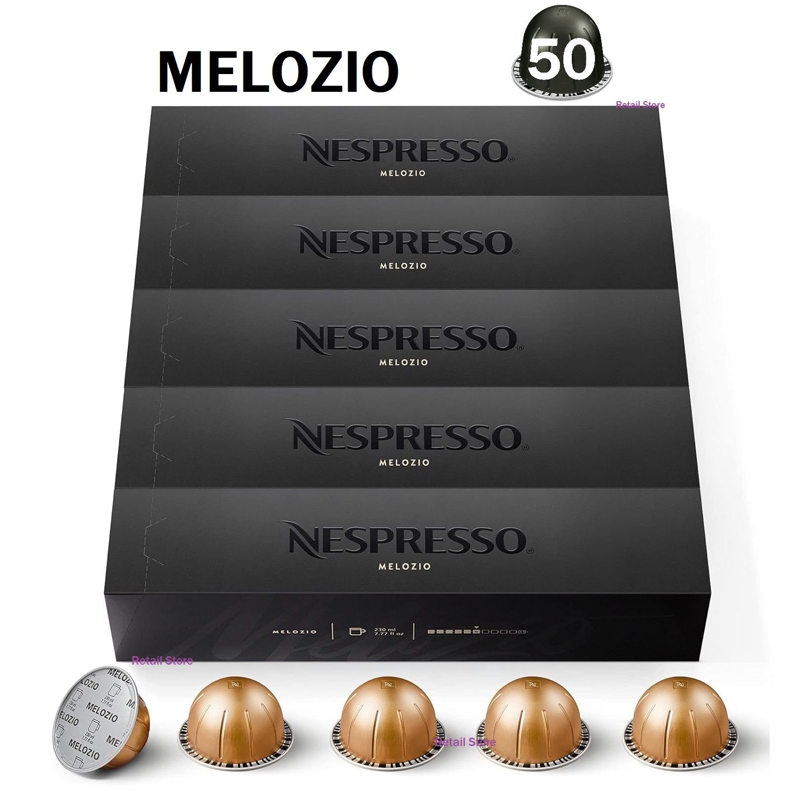 Набор кофе Nespresso Vertuo MELOZIO, 5 упаковок (50 капсул)