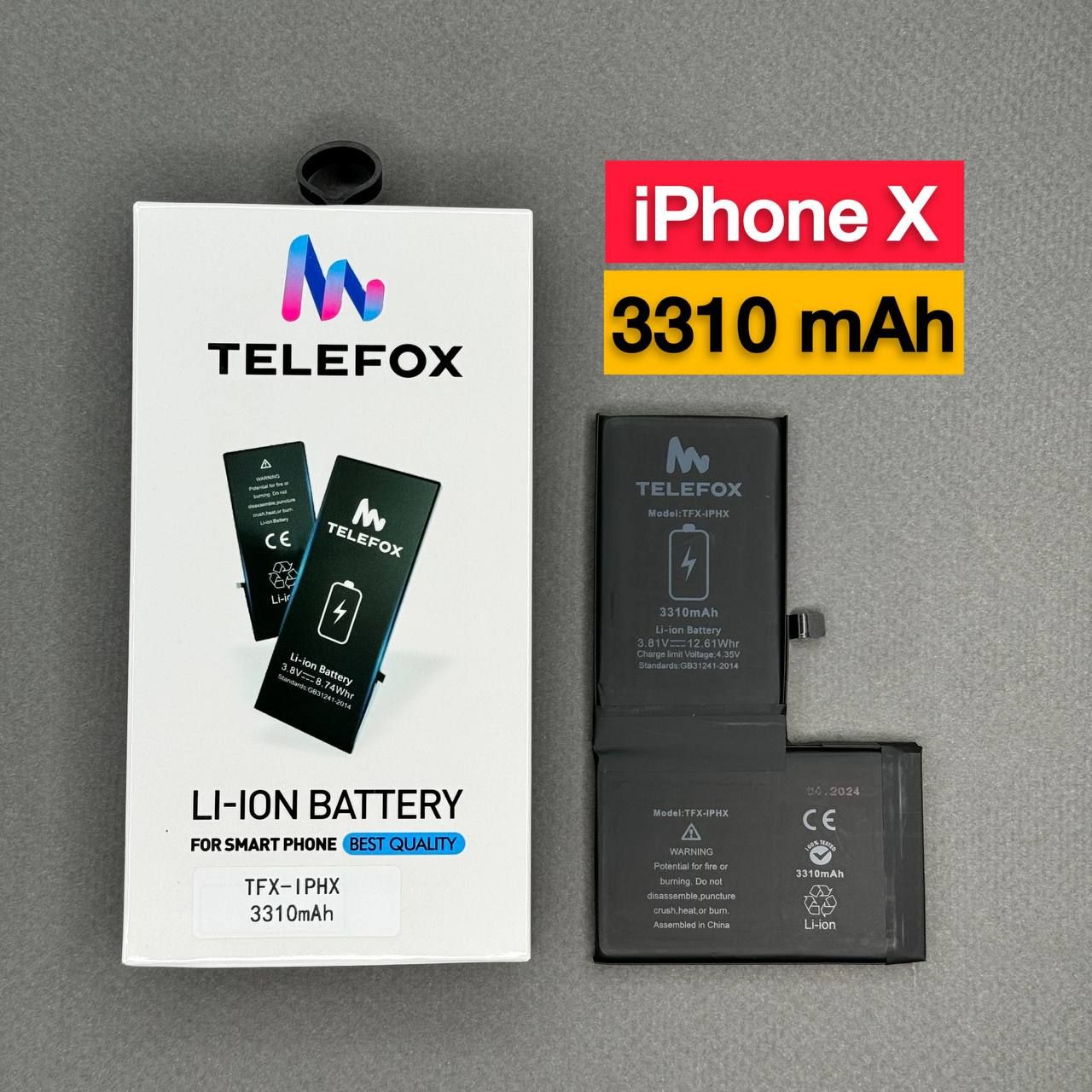 Аккумулятор TELEFOX для Apple iPhone X / 3310 mAh / Аккумулятор увеличенной ёмкости iPhone X